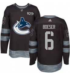 Men's Adidas Vancouver Canucks #6 Brock Boeser Premier Black 1917-2017 100th Anniversary NHL Jersey