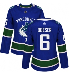 Women's Adidas Vancouver Canucks #6 Brock Boeser Premier Blue Home NHL Jersey