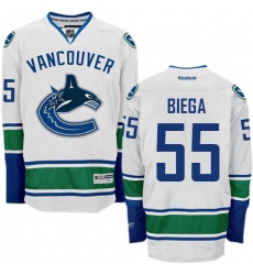 Men's Reebok Vancouver Canucks #55 Alex Biega Authentic White Away NHL Jersey