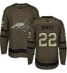 Men's Adidas Washington Capitals #22 Madison Bowey Authentic Green Salute to Service NHL Jersey