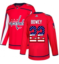 Youth Adidas Washington Capitals #22 Madison Bowey Authentic Red USA Flag Fashion NHL Jersey