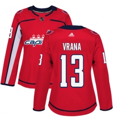 Women's Adidas Washington Capitals #13 Jakub Vrana Authentic Red Home NHL Jersey