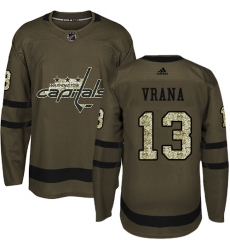 Youth Adidas Washington Capitals #13 Jakub Vrana Premier Green Salute to Service NHL Jersey