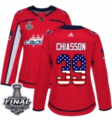 Women's Adidas Washington Capitals #39 Alex Chiasson Authentic Red USA Flag Fashion 2018 Stanley Cup Final NHL Jersey