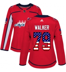 Women's Adidas Washington Capitals #79 Nathan Walker Authentic Red USA Flag Fashion NHL Jersey