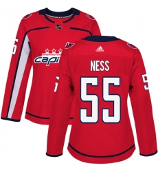 Women's Adidas Washington Capitals #55 Aaron Ness Authentic Red Home NHL Jersey