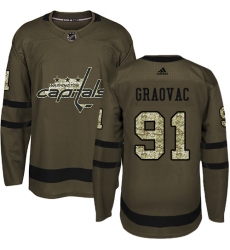 Men's Adidas Washington Capitals #91 Tyler Graovac Authentic Green Salute to Service NHL Jersey