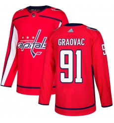 Men's Adidas Washington Capitals #91 Tyler Graovac Authentic Red Home NHL Jersey