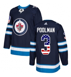 Men's Adidas Winnipeg Jets #3 Tucker Poolman Authentic Navy Blue USA Flag Fashion NHL Jersey