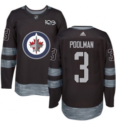 Men's Adidas Winnipeg Jets #3 Tucker Poolman Premier Black 1917-2017 100th Anniversary NHL Jersey