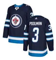 Youth Adidas Winnipeg Jets #3 Tucker Poolman Premier Navy Blue Home NHL Jersey