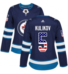 Women's Adidas Winnipeg Jets #5 Dmitry Kulikov Authentic Navy Blue USA Flag Fashion NHL Jersey