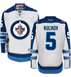 Youth Reebok Winnipeg Jets #5 Dmitry Kulikov Authentic White Away NHL Jersey