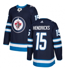 Youth Adidas Winnipeg Jets #15 Matt Hendricks Authentic Navy Blue Home NHL Jersey