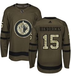 Youth Adidas Winnipeg Jets #15 Matt Hendricks Premier Green Salute to Service NHL Jersey