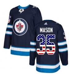 Men's Adidas Winnipeg Jets #35 Steve Mason Authentic Navy Blue USA Flag Fashion NHL Jersey