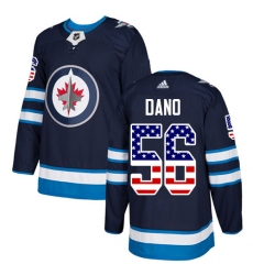 Men's Adidas Winnipeg Jets #56 Marko Dano Authentic Navy Blue USA Flag Fashion NHL Jersey