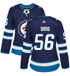 Women's Adidas Winnipeg Jets #56 Marko Dano Authentic Navy Blue Home NHL Jersey