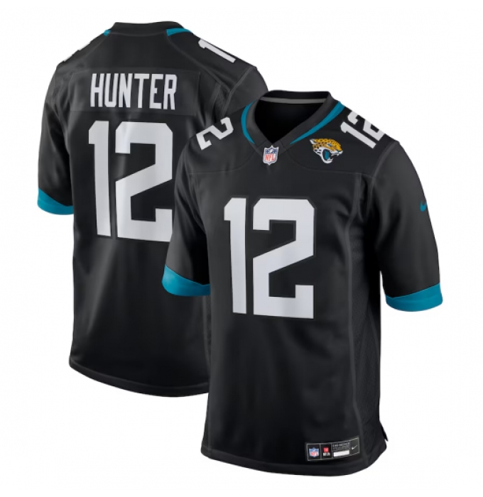 Men's Jacksonville Jaguars #12 Travis Hunter Nike Black 2025 NFL Draft First Round Pick Alternate Game Player Jersey