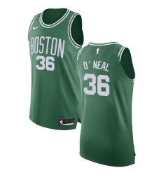 Youth Nike Boston Celtics #36 Shaquille O'Neal Authentic Green(White No.) Road NBA Jersey - Icon Edition