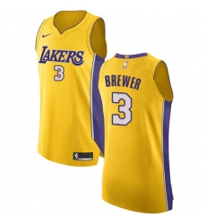 Men's Nike Los Angeles Lakers #3 Corey Brewer Authentic Gold Home NBA Jersey - Icon Edition