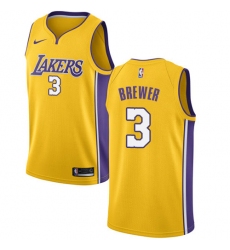 Men's Nike Los Angeles Lakers #3 Corey Brewer Swingman Gold Home NBA Jersey - Icon Edition