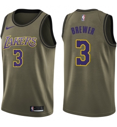 Youth Nike Los Angeles Lakers #3 Corey Brewer Swingman Green Salute to Service NBA Jersey