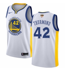 Men's Nike Golden State Warriors #42 Nate Thurmond Authentic White Home 2018 NBA Finals Bound NBA Jersey - Association Edition