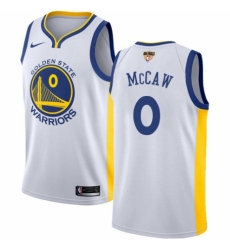 Men's Nike Golden State Warriors #0 Patrick McCaw Authentic White Home 2018 NBA Finals Bound NBA Jersey - Association Edition
