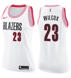 Women's Nike Portland Trail Blazers #23 C.J. Wilcox Swingman White/Pink Fashion NBA Jersey