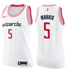 Women's Nike Washington Wizards #5 Markieff Morris Swingman White/Pink Fashion NBA Jersey