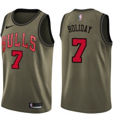 Youth Nike Chicago Bulls #7 Justin Holiday Swingman Green Salute to Service NBA Jersey