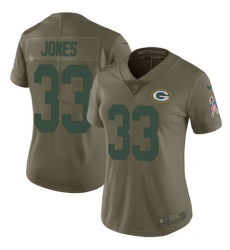 Women's Nike Green Bay Packers #33 Aaron Jones Limited Olive 2017 Salute to Service NFL Jersey