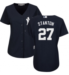 Women's Majestic New York Yankees #27 Giancarlo Stanton Replica Navy Blue Alternate MLB Jersey