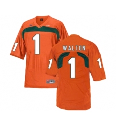 Miami Hurricanes 1 Mark Walton Orange College Football Jersey