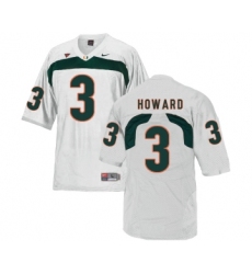 Miami Hurricanes 3 Tracy Howard White College Football Jersey