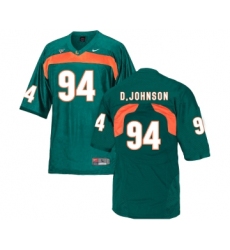 Miami Hurricanes 94 Dwayne Johnson Green College Football Jersey