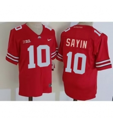 Men's Ohio State Buckeyes #10 JULIAN SAYIN red Game Jersey