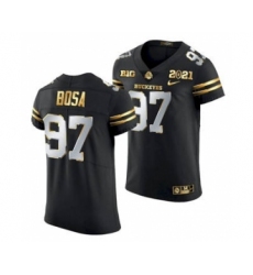 Men's Ohio State Buckeyes Nick Bosa 2021 Football Playoff Black Gold Jersey