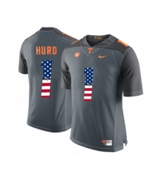 Tennessee Volunteers 1 Jalen Hurd Gray USA Flag College Football Jersey