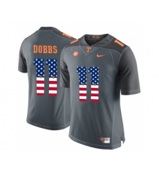 Tennessee Volunteers 11 Joshua Dobbs Gray USA Flag College Football Jersey