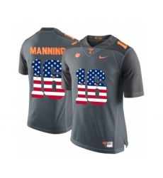 Tennessee Volunteers 16 Peyton Manning Gray USA Flag College Football Jersey