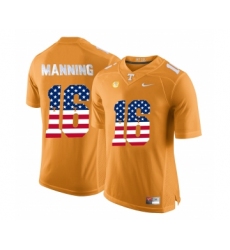 Tennessee Volunteers 16 Peyton Manning Orange USA Flag College Football Jersey