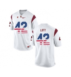 USC Trojans 42 Ronnie Lott White USA Flag College Football Jersey