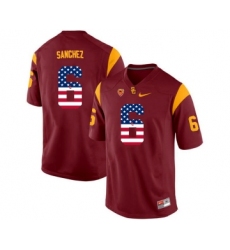 USC Trojans 6 Mark Sanchez Red USA Flag College Football Jersey