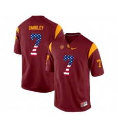 USC Trojans 7 Matt Barkley Red USA Flag College Football Jersey