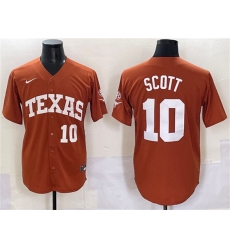 Men's Texas Longhorns #10 Mia Scott Orange SEC Patch Stitched Jersey