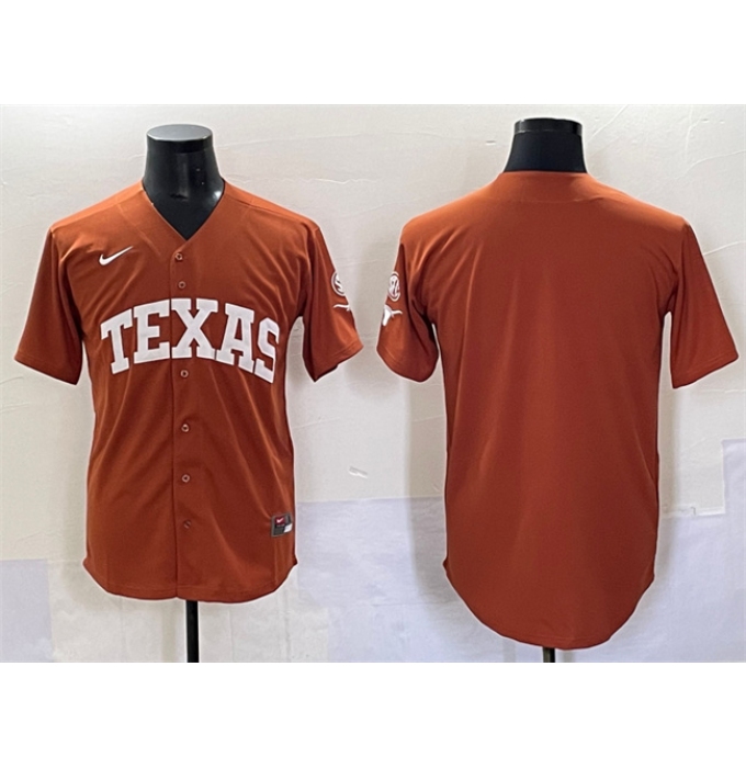 Men's Texas Longhorns Blank Orange SEC Patch Stitched Jersey