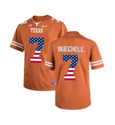 Texas Longhorns 7 Shane Buechele Orange USA Flag College Football Limited Jersey