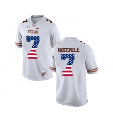 Texas Longhorns 7 Shane Buechele White USA Flag College Football Limited Jersey